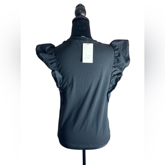 A New Day Black Ruffle Sleeve Blouse Size Small NWT - Picture 4 of 9
